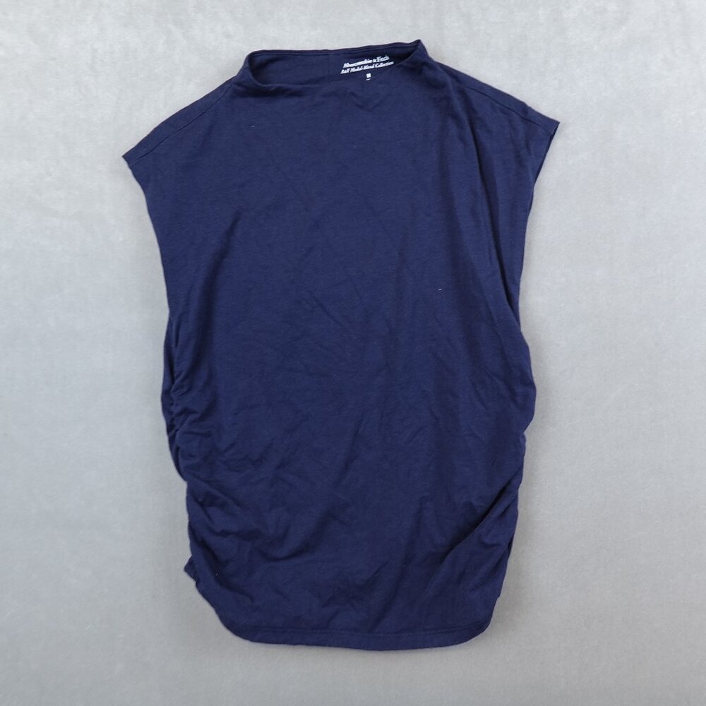 Abercrombie & Fitch Top Navy Blue Rushed High Neck Sleeveless